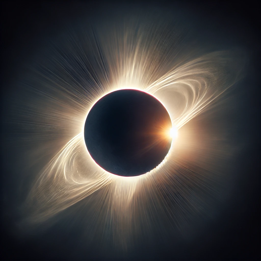 Total solar eclipse 2025 with the Sun’s corona glowing around the Moon.