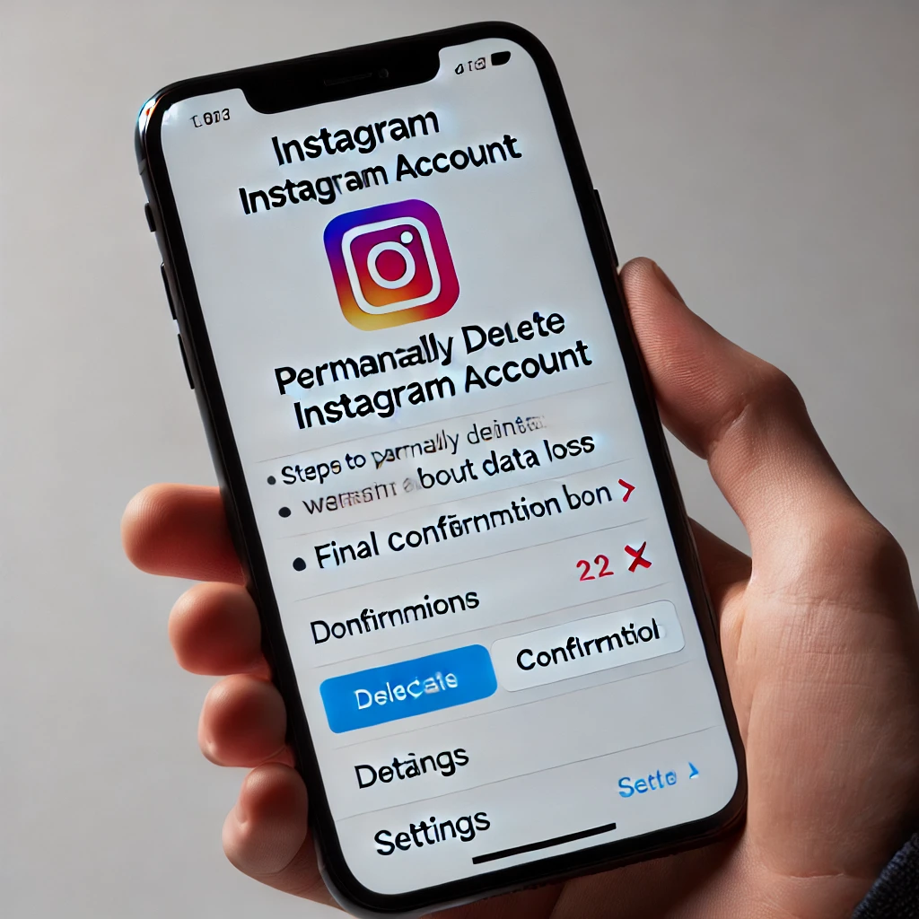 Steps to delete an Instagram account permanently from settings.