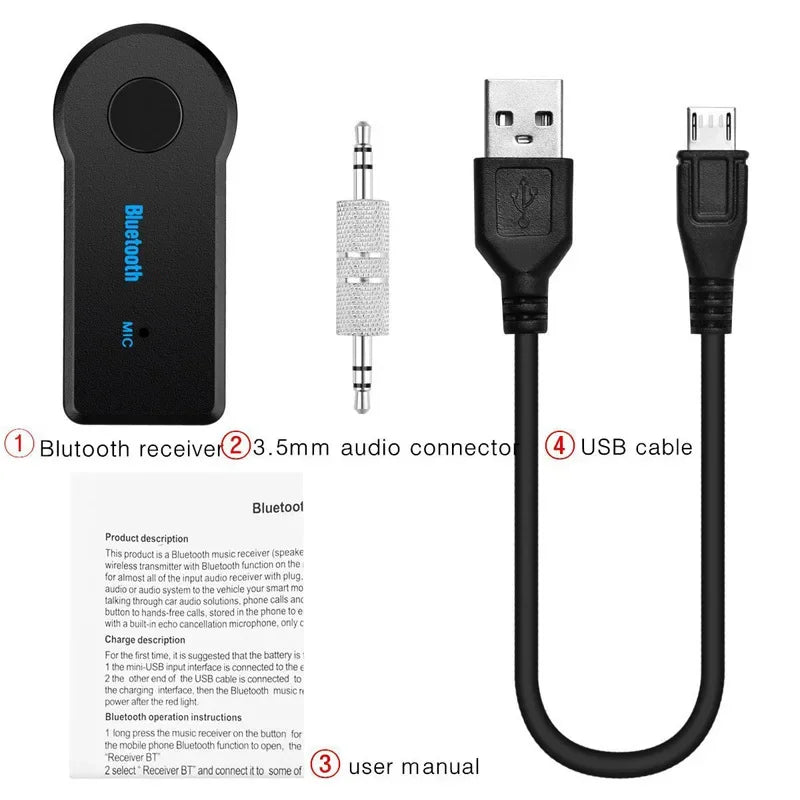 AUX Car Bluetooth Receiver,3.5mm Socket 5.0 Wireless Bluetooth Adapter,Audio Converter Mobile Phone Hands-Free Stereo