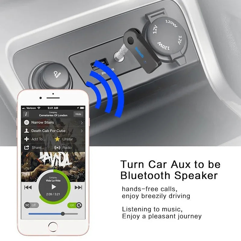 AUX Car Bluetooth Receiver,3.5mm Socket 5.0 Wireless Bluetooth Adapter,Audio Converter Mobile Phone Hands-Free Stereo