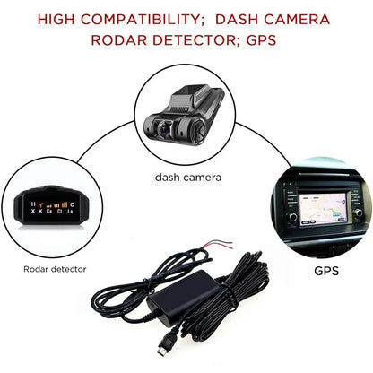 CarDash Cam Wire 3.2m DVR Hardwire Cable Kit Video Recorder 12 24V To 5V Mini Micro USB Charger Line Auto Dashcam Camera