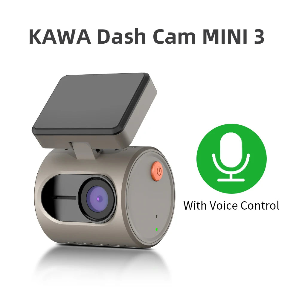 2K Dash Camera For Cars DVR KAWA Dash Cam MINI 3 Video Recorder Emergency Voice Control Night Vision WiFi APP Monitor Dashcam