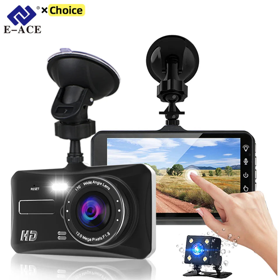 Dash Cam Camera Car HD 1080P Touch Night Vision Video Recorder Vehicle CAR DVR Black Box Driver Recorder Front and Rear Dashcam