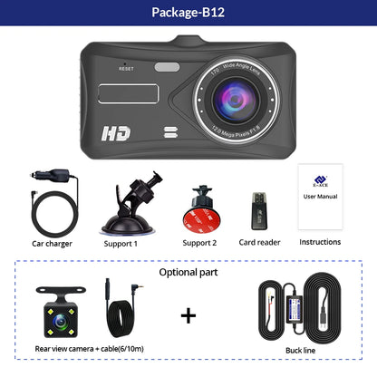 Dash Cam Camera Car HD 1080P Touch Night Vision Video Recorder Vehicle CAR DVR Black Box Driver Recorder Front and Rear Dashcam