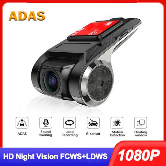 Car Dash Cam USB HD 1080P 170 Degree Wide Angle Car Camera Recorder Front ADAS Dashcam Android DVR Auto Recorder Night Version