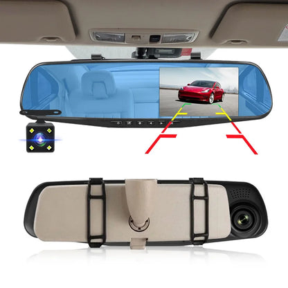 Dashcam 4.3 Inch Mirror FHD 1080P Camera Dual Lens DVR  Rearview Mirror Dash Camera Car Video Recorder Auto Black Box Car Dvr