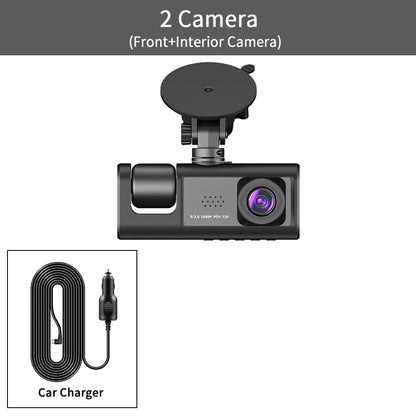 3 Channel Car DVR HD 1080P 3-Lens Inside Vehicle Dash CamThree Way Camera DVRs Recorder Video Registrator Dashcam Camcorder