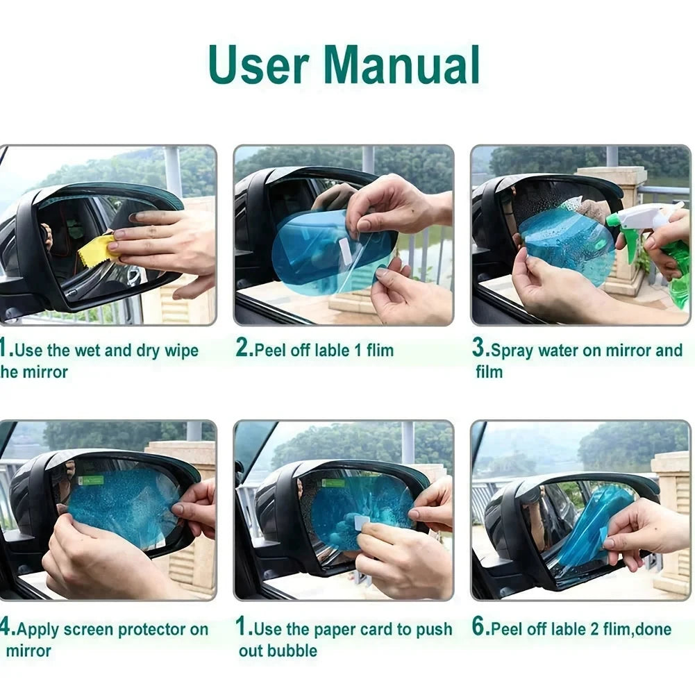 Car Rearview Mirror Protective Film Anti Fog Membrane Anti-Glare Waterproof Rainproof Car Sticker Clear Film Car Accessories