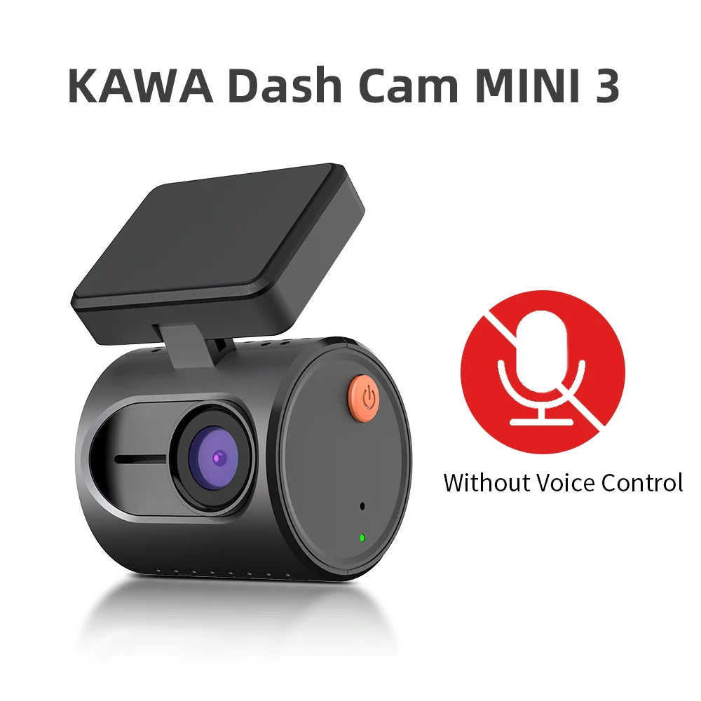 2K Dash Camera For Cars DVR KAWA Dash Cam MINI 3 Video Recorder Emergency Voice Control Night Vision WiFi APP Monitor Dashcam