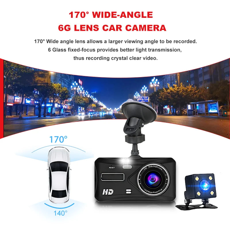 Dash Cam Camera Car HD 1080P Touch Night Vision Video Recorder Vehicle CAR DVR Black Box Driver Recorder Front and Rear Dashcam